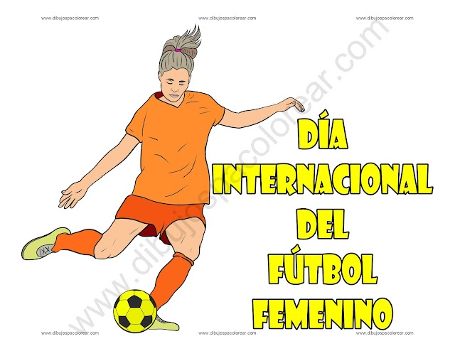 Día internacional del Fútbol Femenino dibujo a color y para colorear